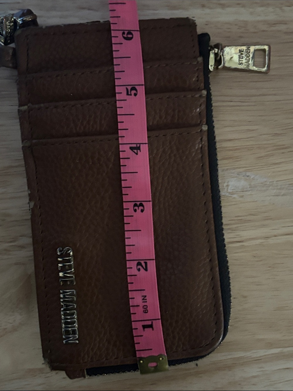 Steve Madden Brown Pebbled Leather Wristlet Wallet - Picture 7 of 7